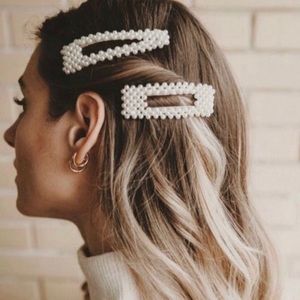 Set of 2 Faux Pearl Hair Barrett Clips NEW